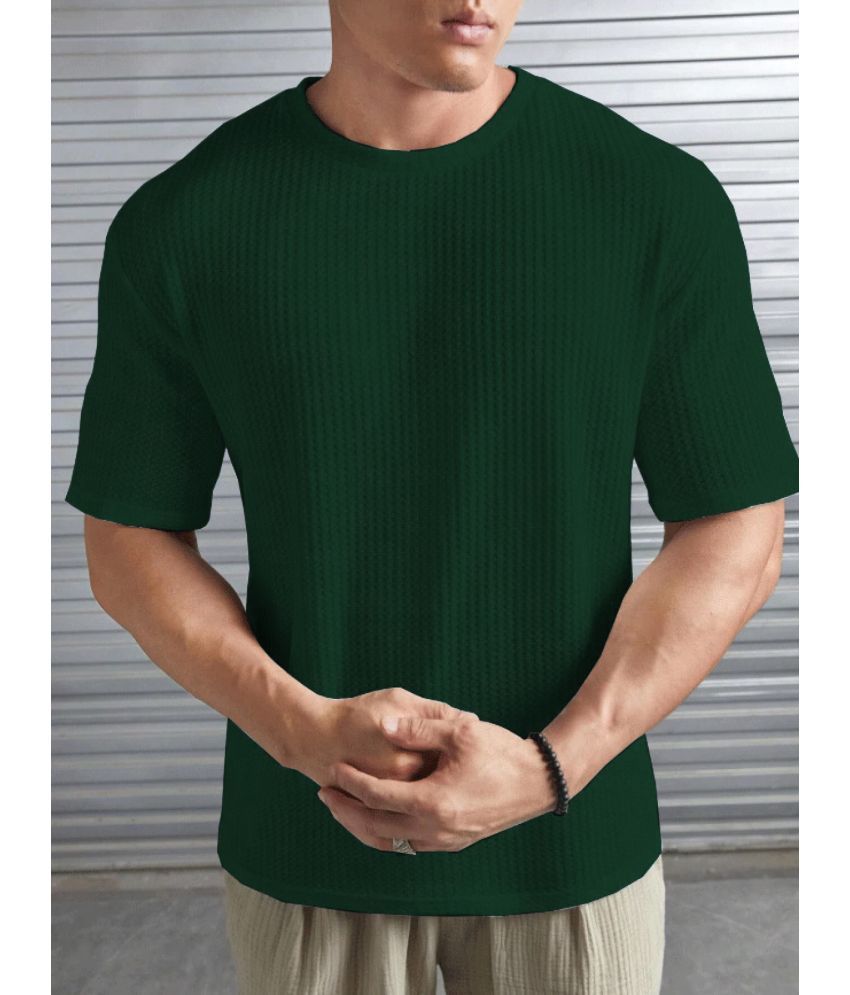     			AIN6 Cotton Blend Regular Fit Self Design Half Sleeves Men's Round T-Shirt - Dark Green ( Pack of 1 )