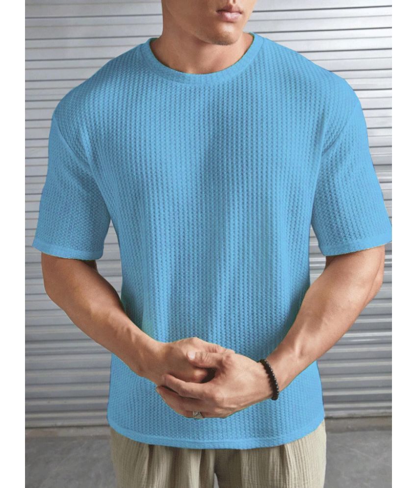     			AIN6 Cotton Blend Regular Fit Self Design Half Sleeves Men's Round T-Shirt - Turquoise ( Pack of 1 )