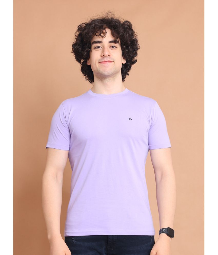     			BERRYBLUES 100% Cotton Regular Fit Solid Half Sleeves Men's Round T-Shirt - Lavender ( Pack of 1 )