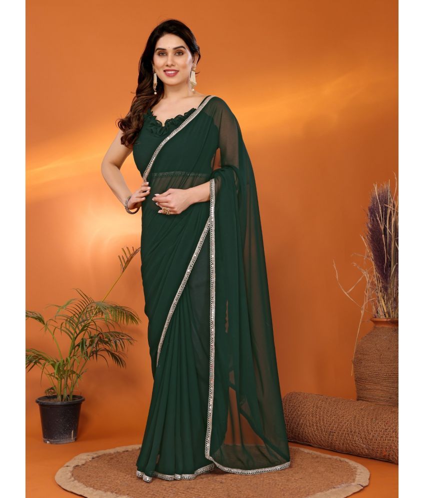     			DIKONA DESIGNER Chiffon Solid Saree With Blouse Piece ( Green , Pack of 1 )