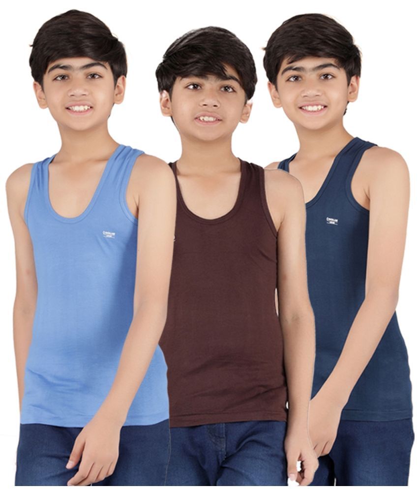     			Dollar lehar Pack of 3 Boys Cotton Vest ( Multicolor 2 )