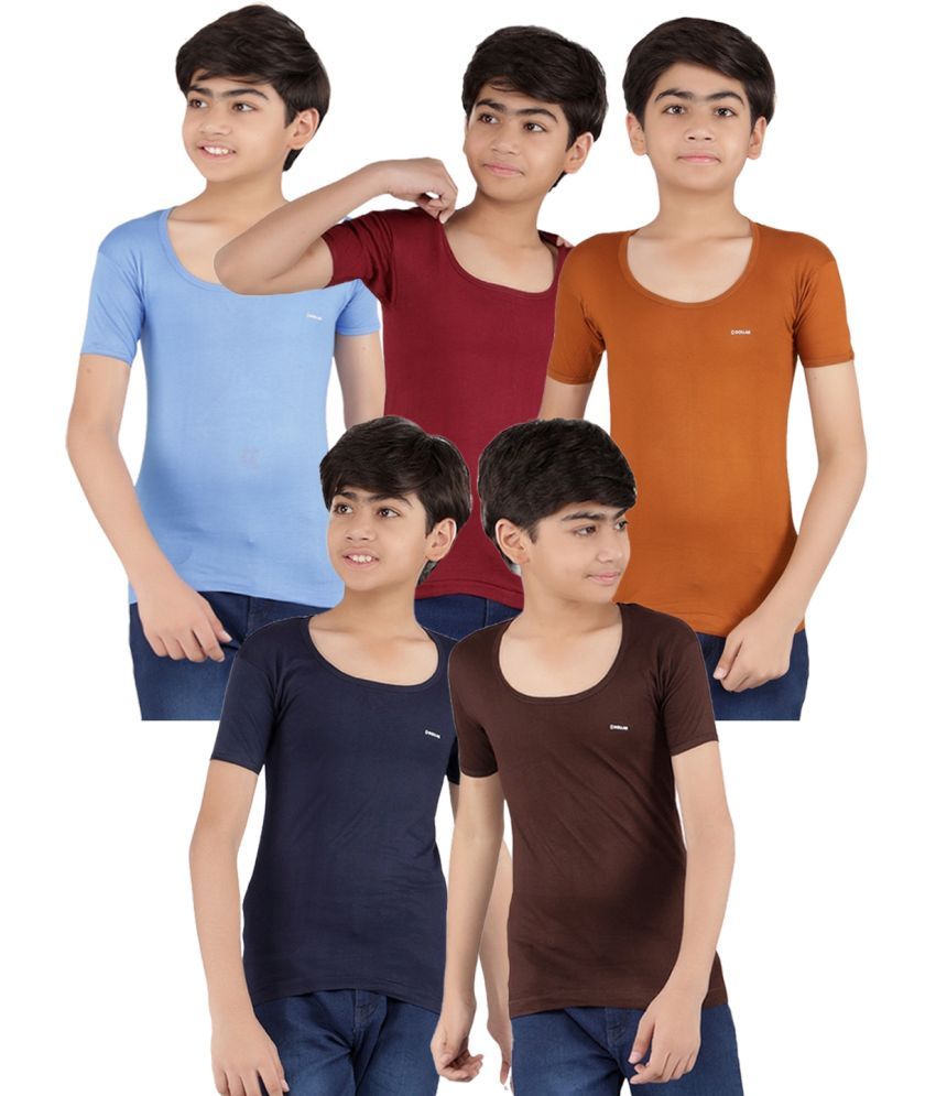     			Dollar lehar Pack of 5 Boys Cotton Vest ( Multicolor 9 )