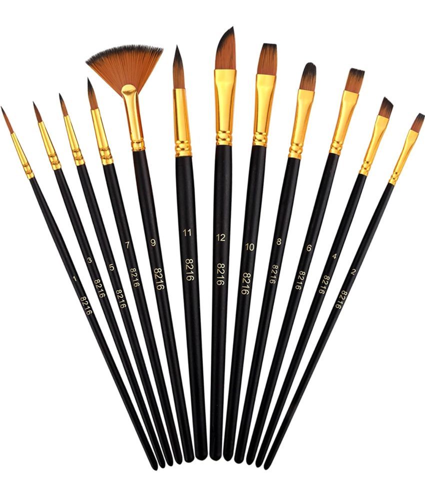     			FREEDY Craft Painting Brushes Set of 12 Professional Round Pointed Tip Nylon Hair Artist Acrylic Paint Brush for Acrylic/Watercolor/Oil Painting