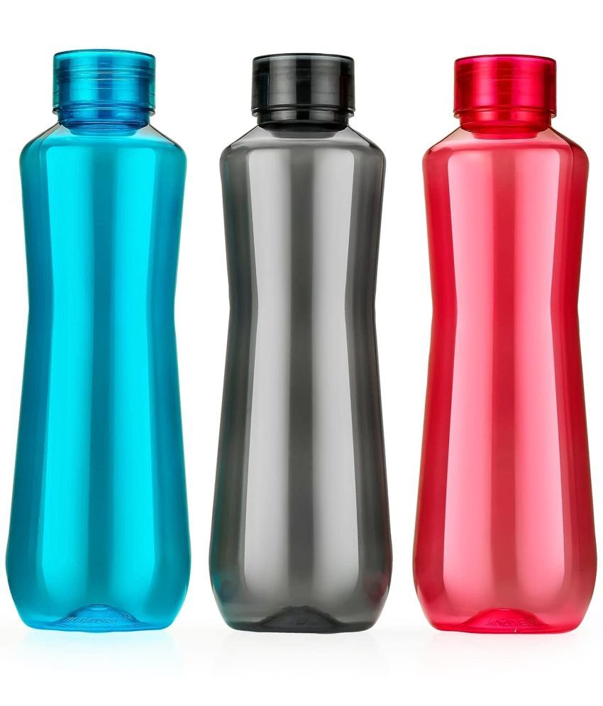     			Finox Premium Quality Round Shape Multicolour Plastic Water Bottle 1000 mL ( 3 )