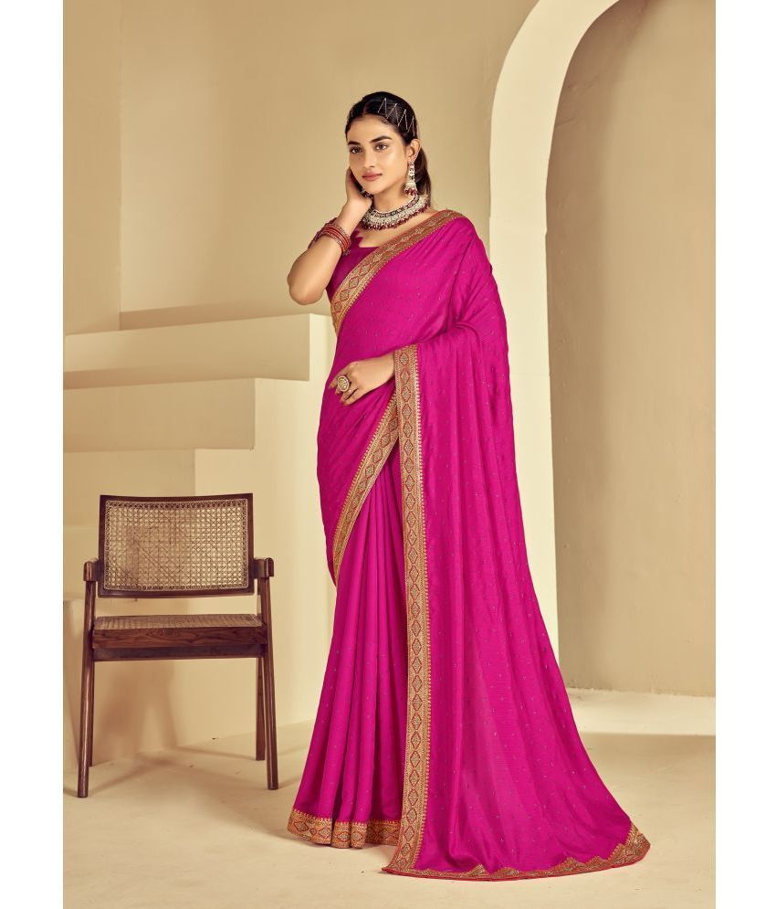     			Gullak Bangalore Silk Embroidered Saree With Blouse Piece ( Pink , Pack of 1 )