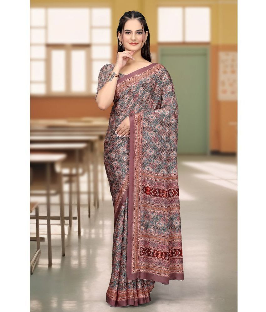     			Gullak Crepe Printed Saree With Blouse Piece ( Multicolor , Pack of 1 )