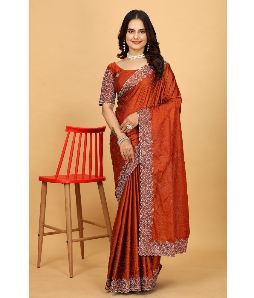     			Gullak Silk Printed Saree With Blouse Piece ( Red , Pack of 1 )