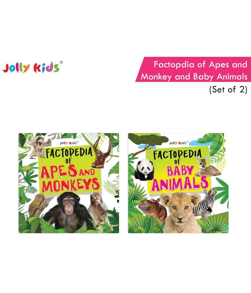     			Jolly Kids Factopedia: Apes, Monkeys And Baby Animals Books Set of 2 For Aged 3-8 Years| Explore And Learn About Capuchins, Silverback Gorillas, Baby Rhinos and More!