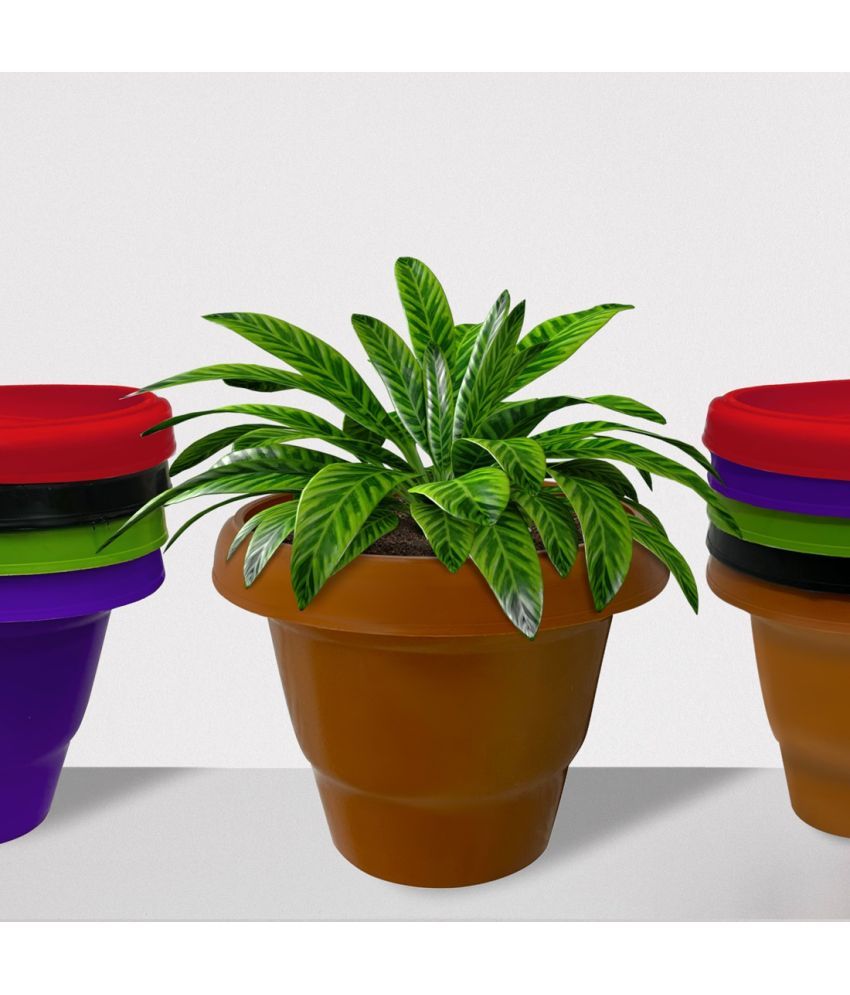     			PHILOSHOP Plastic Flower Pots for Home Decoration Indoor Plant Pots Gardening Pots (Pack of 10 - Any-Multicolor)