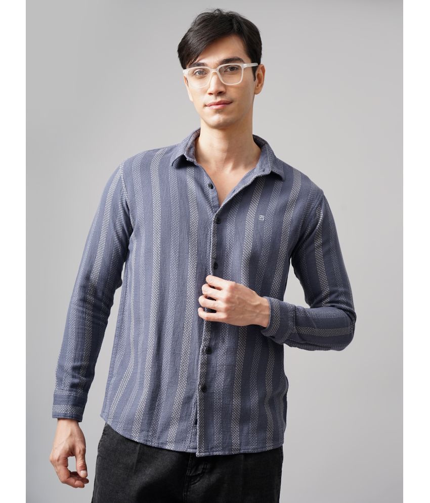     			Paul Street Cotton Blend Slim Fit Striped Full Sleeves Men's Casual Shirt - Grey ( Pack of 1 )