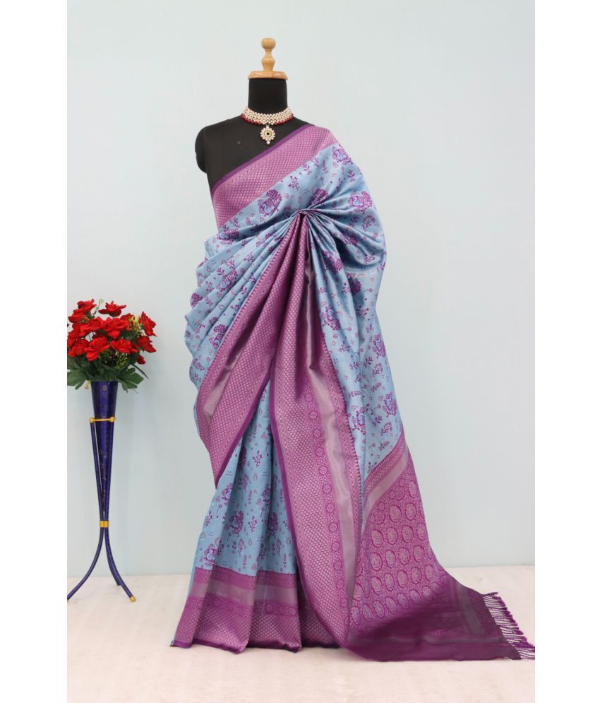     			VASTRAME Kanjivaram Silk Woven Saree With Blouse Piece ( SkyBlue , Pack of 1 )