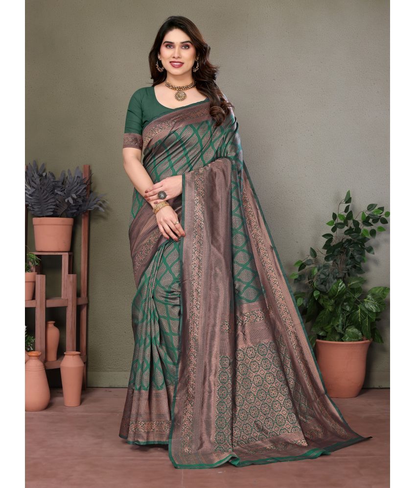     			VEDANT VASTRAM Art Silk Self Design Saree With Blouse Piece ( Green , Pack of 1 )