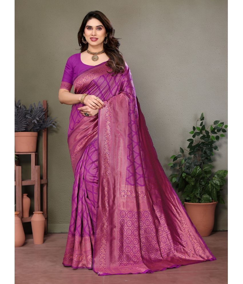     			VEDANT VASTRAM Art Silk Self Design Saree With Blouse Piece ( Purple , Pack of 1 )