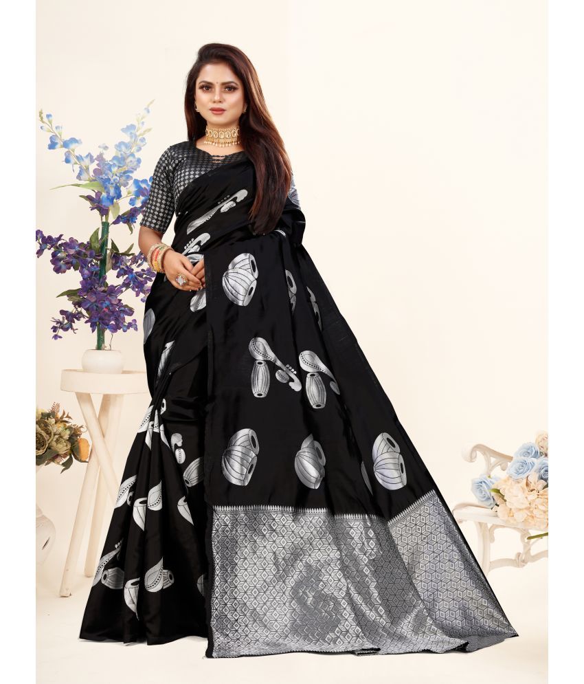     			VEDANT VASTRAM Art Silk Self Design Saree With Blouse Piece ( Black , Pack of 1 )