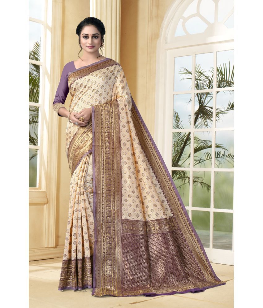     			VEDANT VASTRAM Art Silk Self Design Saree With Blouse Piece ( Cream , Pack of 1 )