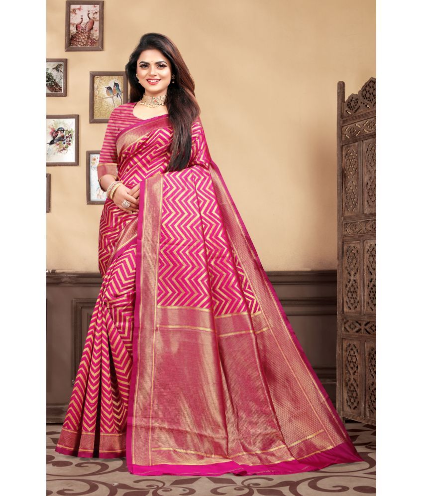     			VEDANT VASTRAM Art Silk Woven Saree With Blouse Piece ( Magenta , Pack of 1 )