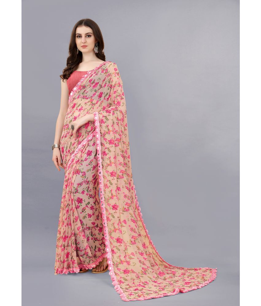     			VEDANT VASTRAM Georgette Printed Saree With Blouse Piece ( Magenta , Pack of 1 )