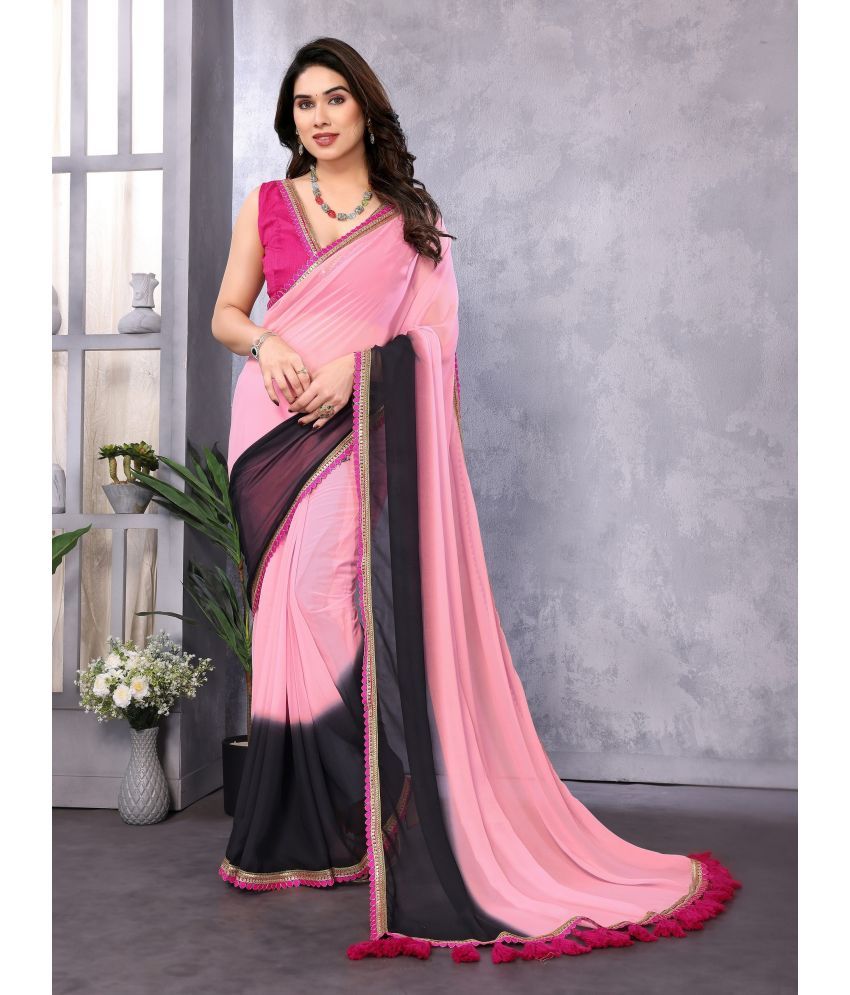     			VEDANT VASTRAM Georgette Self Design Saree With Blouse Piece ( Black , Pack of 1 )