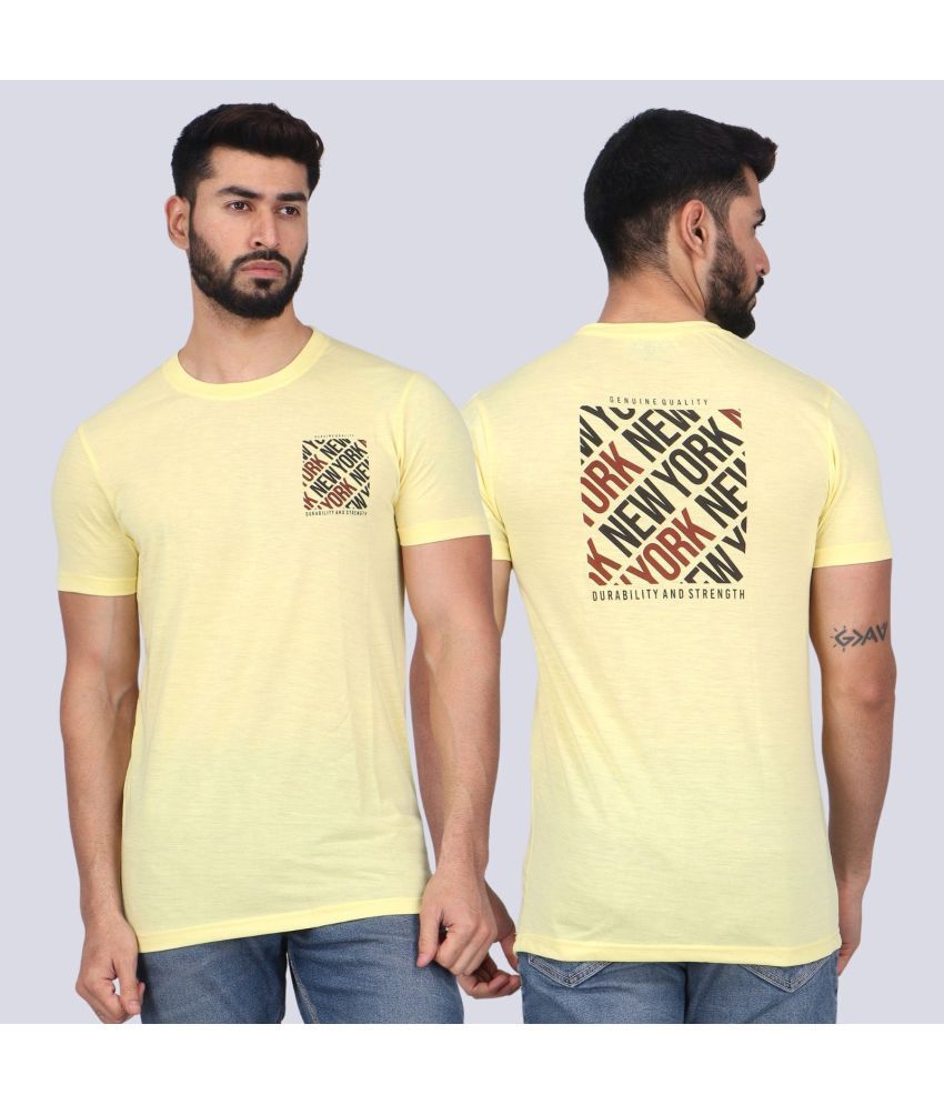     			WILD ELEPHANT Cotton Blend Regular Fit Printed Half Sleeves Men's Round T-Shirt - Yellow ( Pack of 1 )