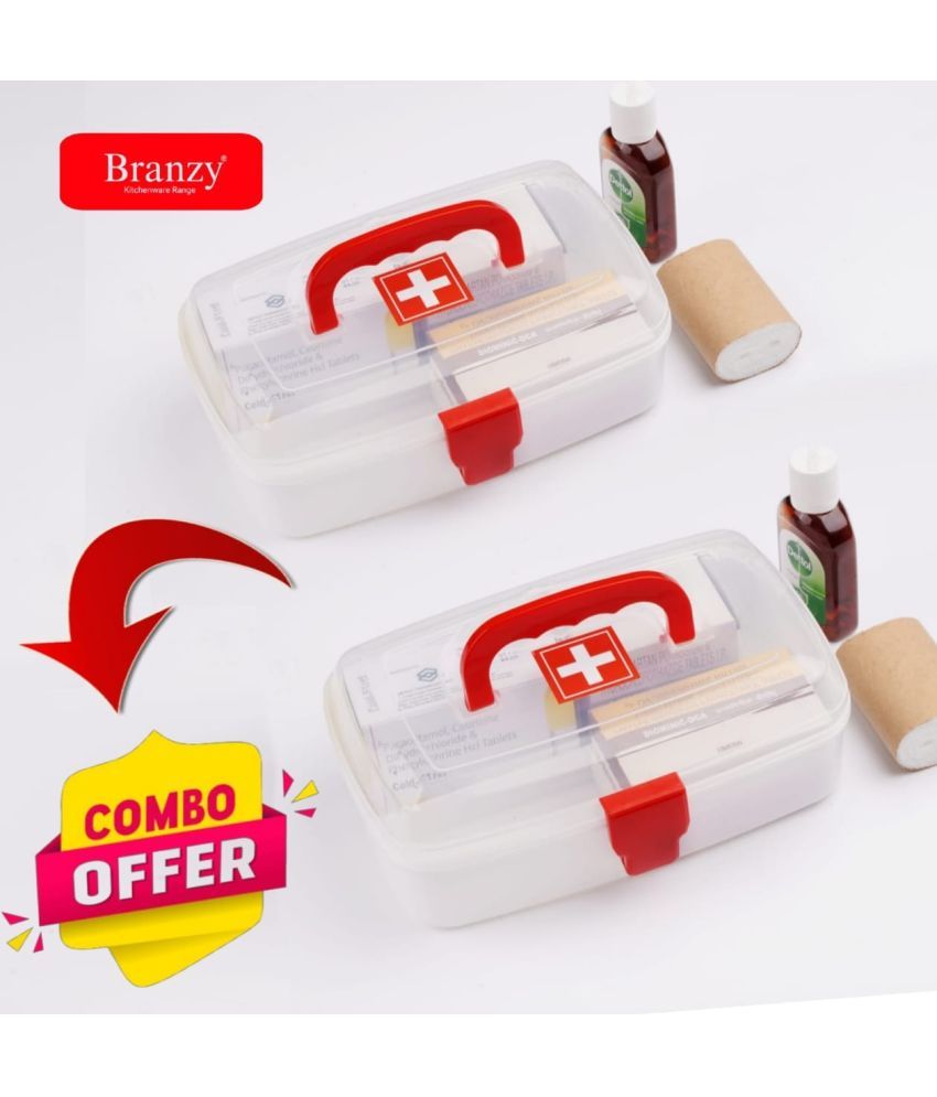     			BRANZY Medical Box Plastic Off White Multi-Purpose Container ( Set of 2 )