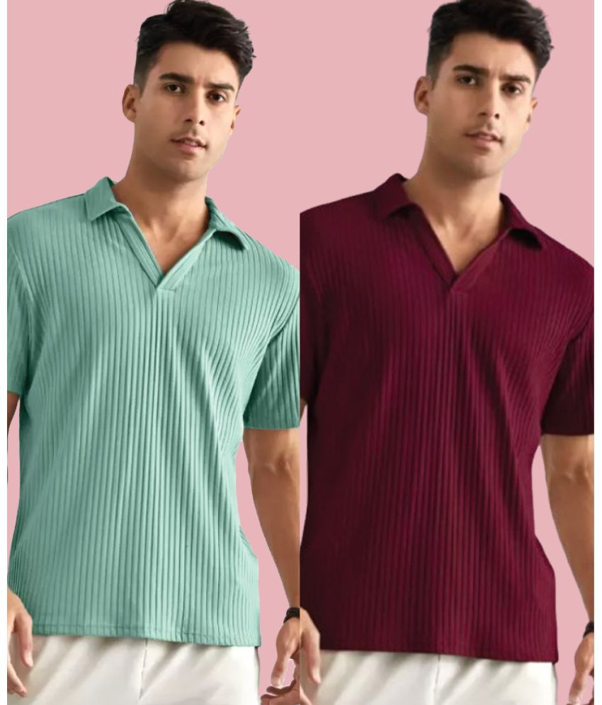     			Christy World Pack of 2 Polyester Regular Fit Solid Half Sleeves Men's Polo T Shirt ( Multicolor10 )