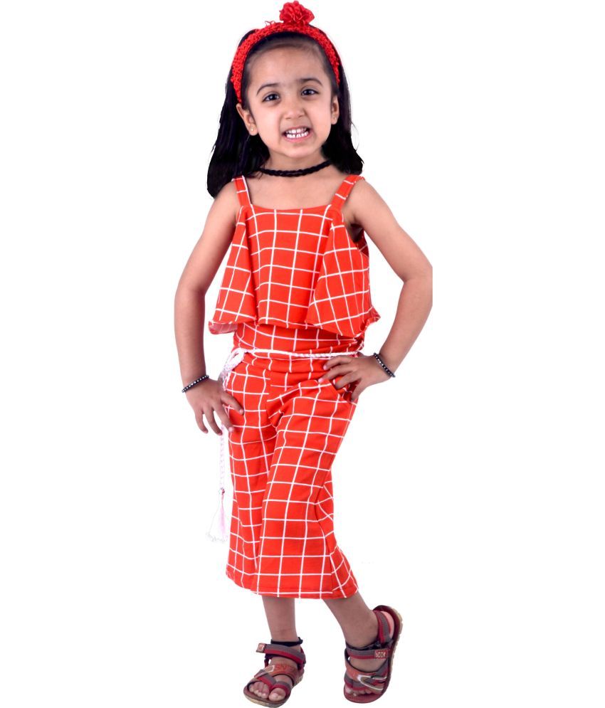     			Clobay Girls Cotton Blend Dungarees ( Pack of 1 , Orange )