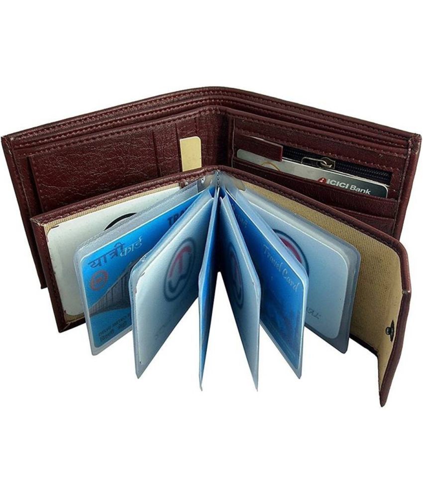     			Eagle Buzz 100% Leather Solid Men's Regular Wallet With 10 Slots For Card ( Brown , Pack of 1 )