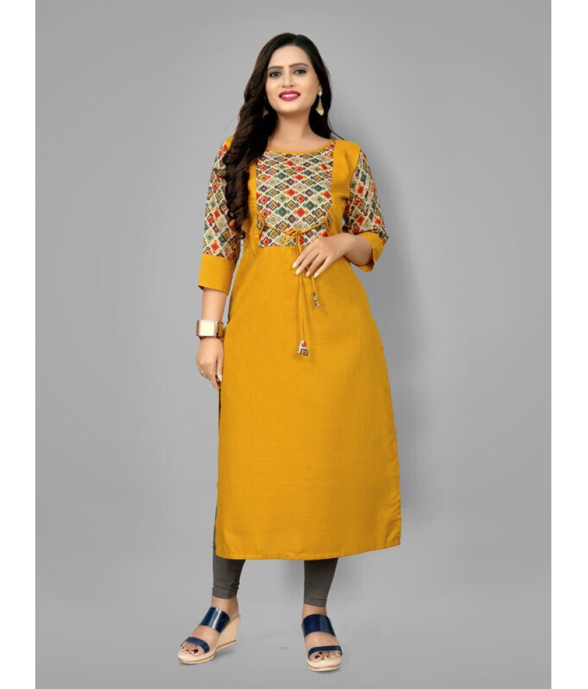     			Hetsa Pack of 1 Cotton Blend Printed A-line Women's Kurti - ( Multicolor )