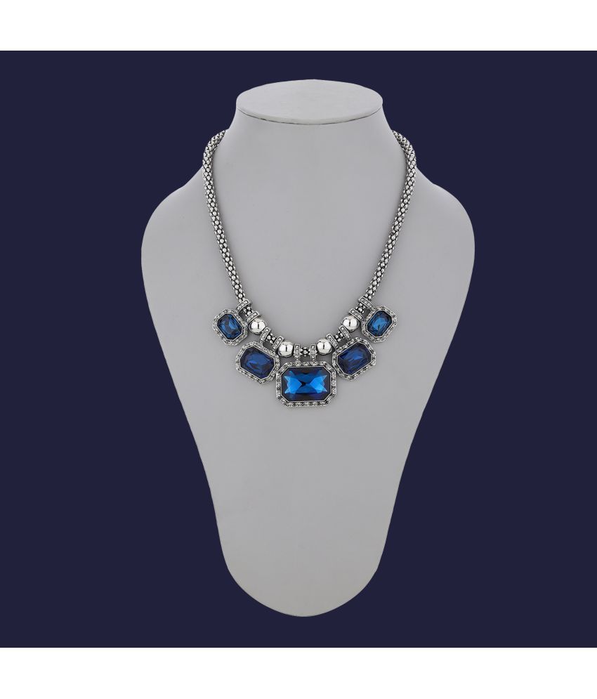     			Rhosyn Blue Metal Necklace ( Pack of 1 )