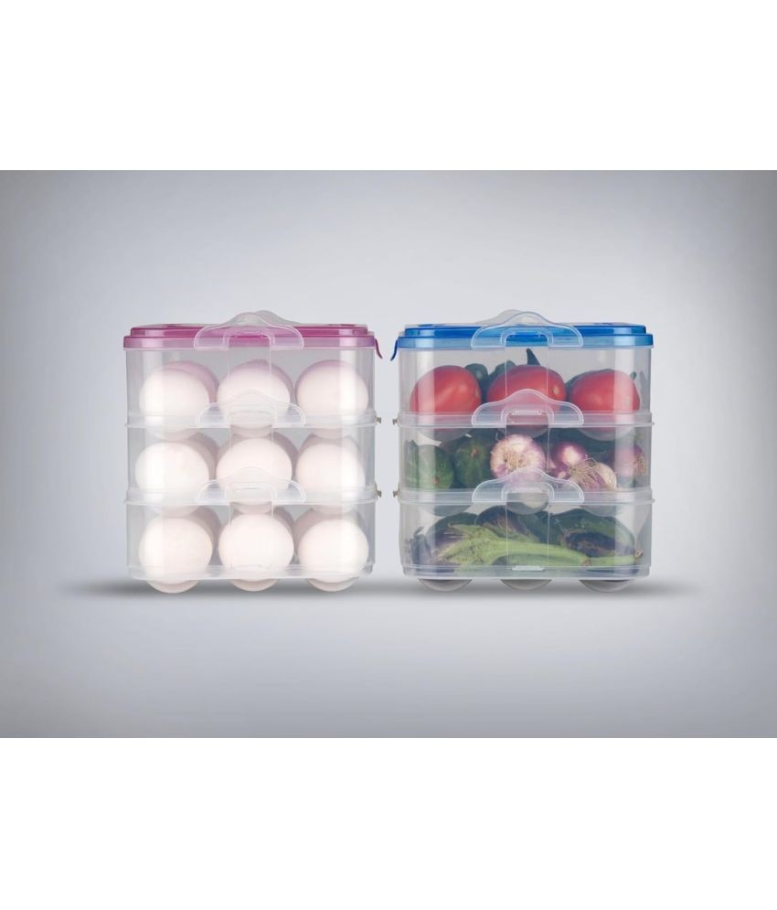     			Stysol Egg Box Plastic White Egg Container ( Set of 2 )