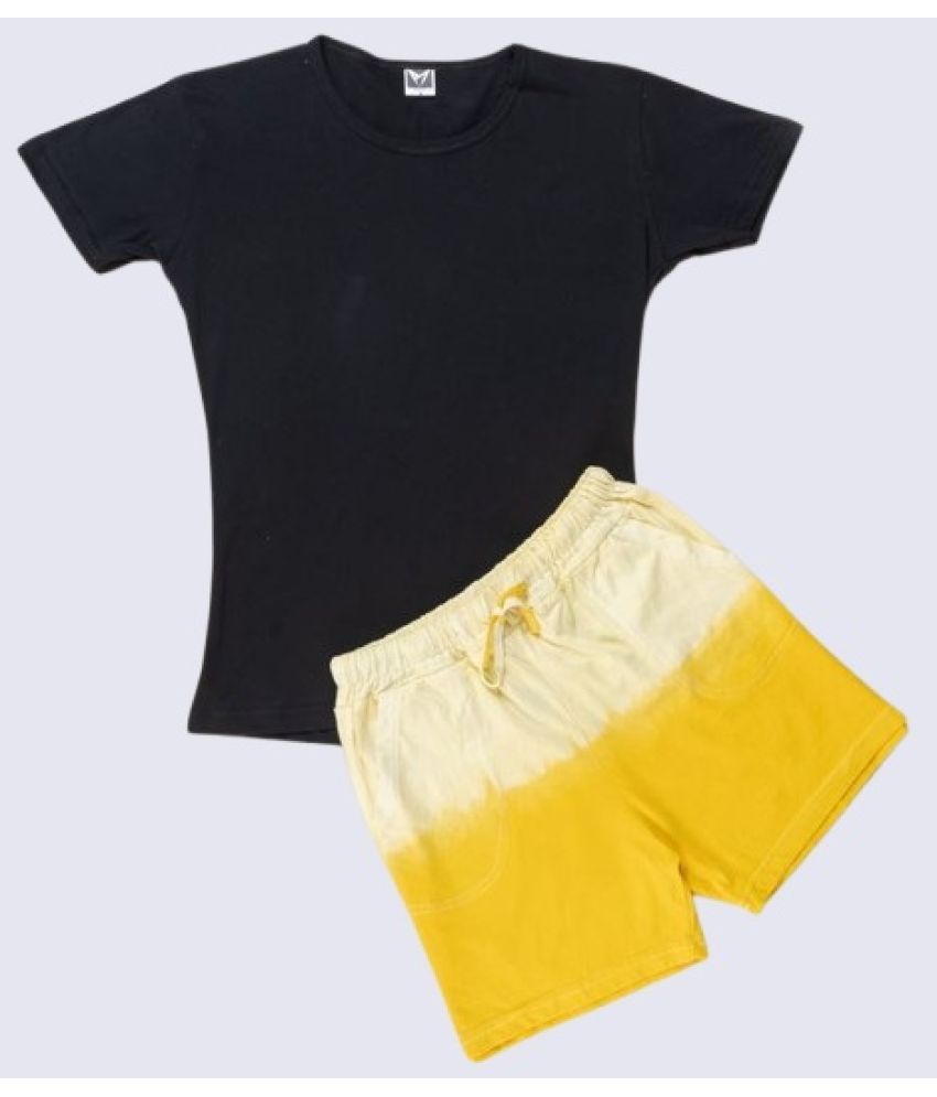     			powermerc Pack of 1 Girls Cotton T-shirt & Shorts ( Black & Yellow )