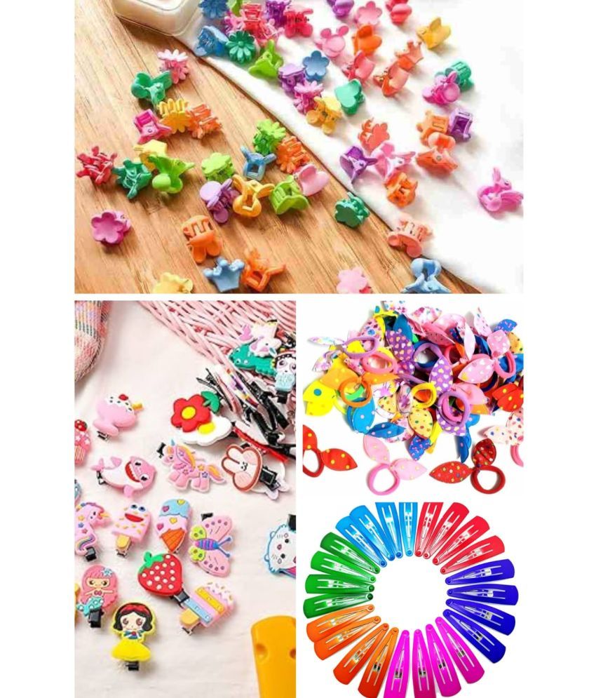     			Cute & Stylish 50 Pieces Kids & Girls Hair Accessories Combo - 10 Pcs Cartoon Emoji Hair Clips + 20 Pcs Mini Hair Clutchers + 08 Pcs Bunny Ear Rubber Hair Bands + 12 Pcs Colorful Tic Tac Hair Clips (Random Color & Design)