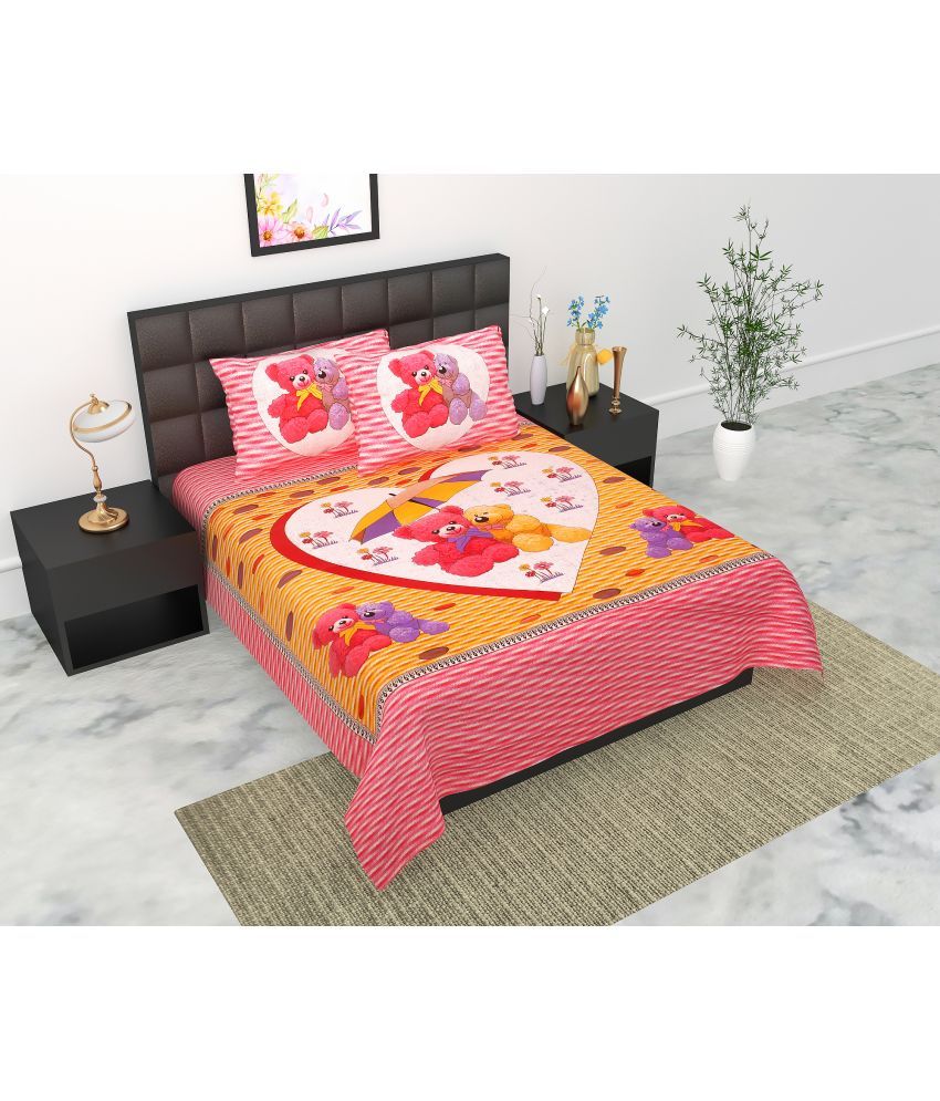     			E Elma Cotton 1 Double Bedsheet with 2 Pillow Covers ( Pink )