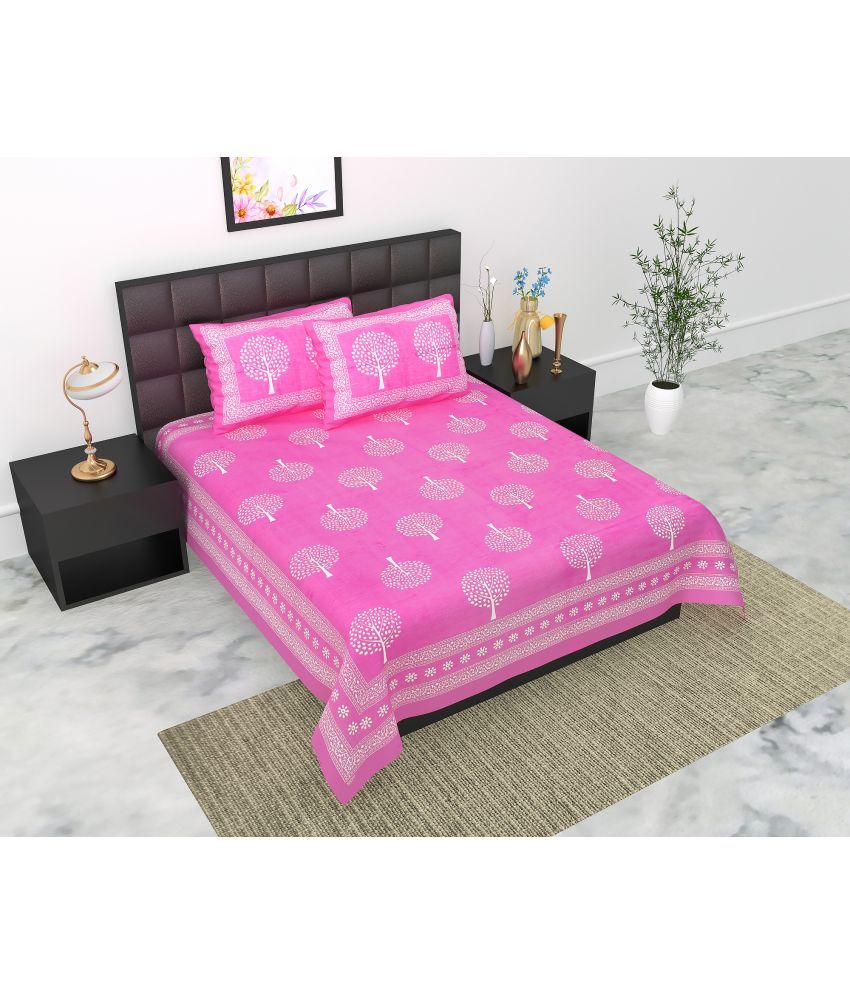     			E Elma Cotton 1 Double Bedsheet with 2 Pillow Covers ( Pink )