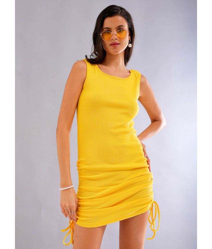     			Freehand Elastane Solid Full Length Women's Wrap Dress - Yellow ( Pack of 1 )