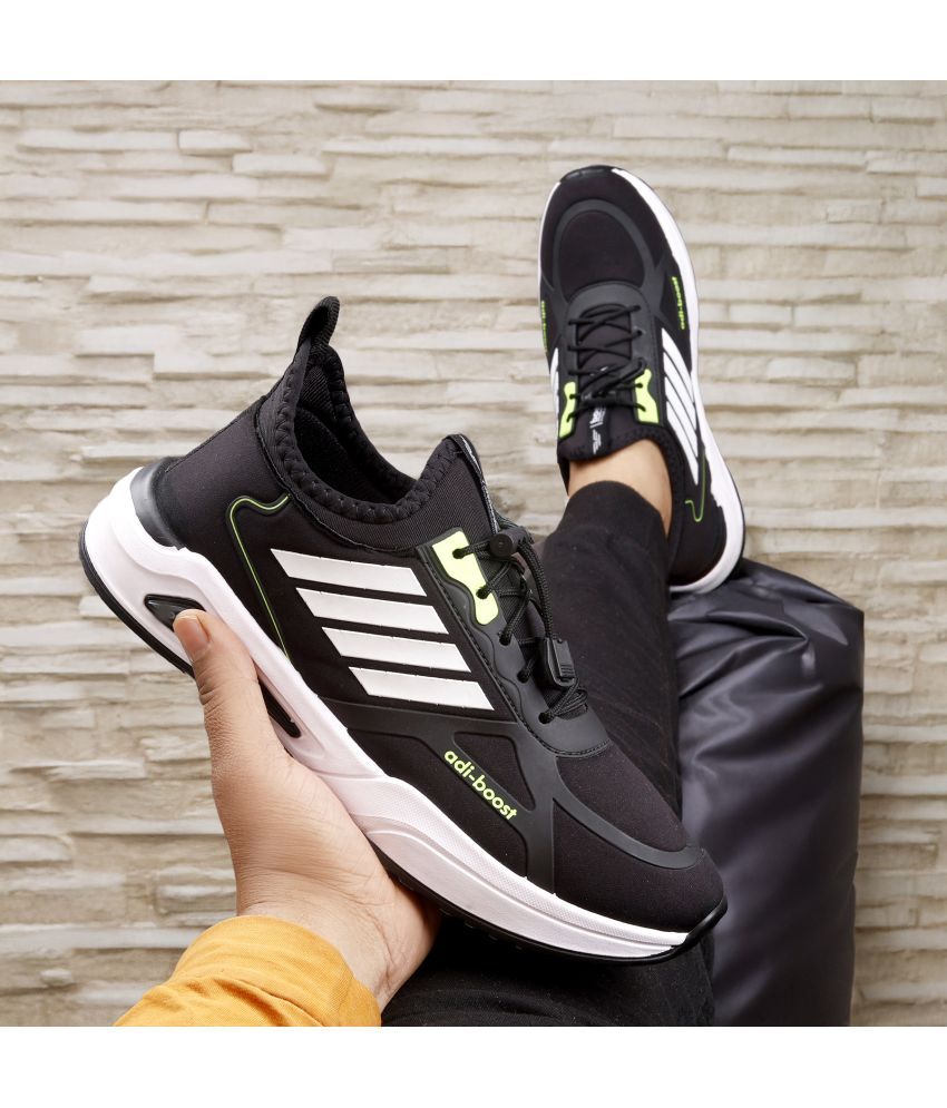     			HASTEN Black Running Casual Sneakers Black Men's Lifestyle Shoes