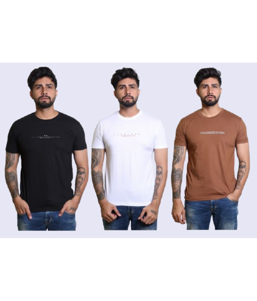     			Japroz Cotton Blend Relaxed Fit Printed Half Sleeves Men's Round T-Shirt - Multicolor ( Pack of 3 )