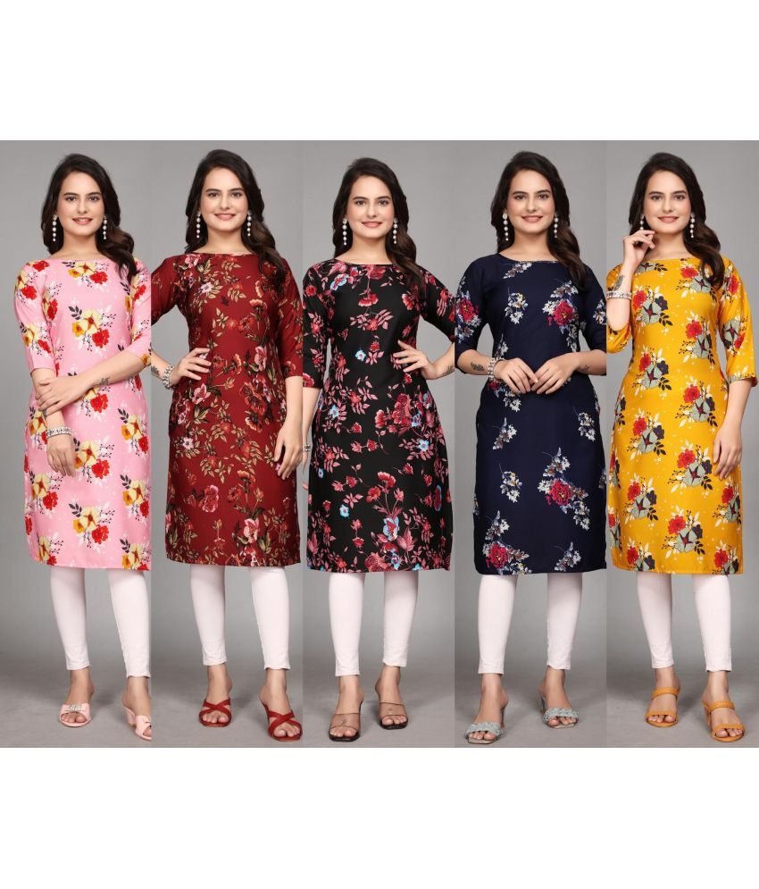     			KALAVRITTA Pack of 5 Crepe Printed Straight Women's Kurti - ( Multicolor )