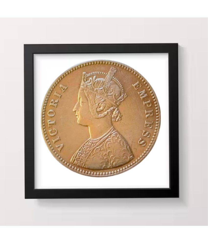     			Old Coin Rare British India 1877 Queen Victoria Coin Collectible Display Frame Wall Decor 4x4 inches Frame