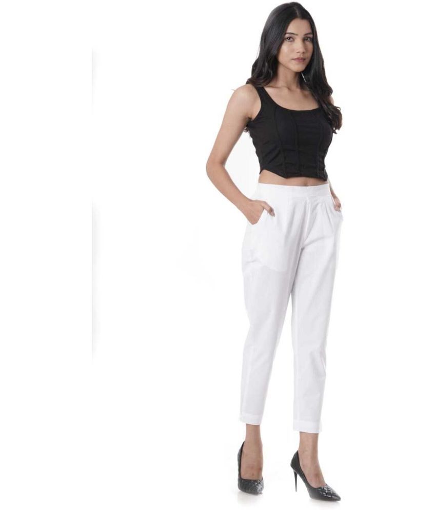     			OuterWear Pack of 1 Cotton Regular Women's Casual Pants ( White )