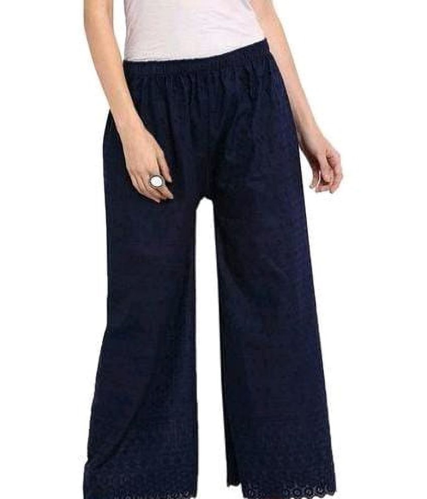     			OuterWear Pack of 1 Cotton Blend Relaxed Women's Casual Pants ( Blue )