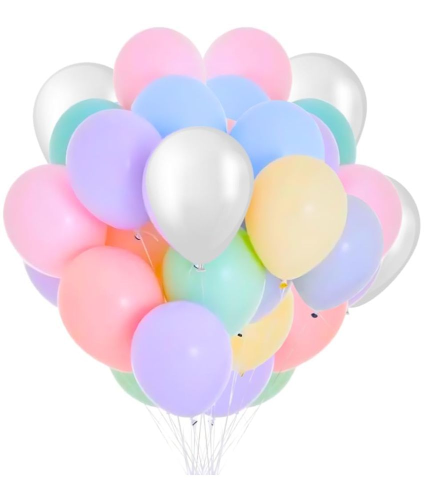     			PartyBooms Pink White Purple Green Blue Yellow Orange Pastel Balloons Pack of 50 for birthday decoration items also suitable Baby Shower, Anniversary, Wedding, Celebration, Party