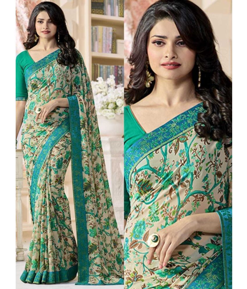     			SARIK  FASHION Georgette Printed Saree With Blouse Piece ( Multicolor , Pack of 1 )