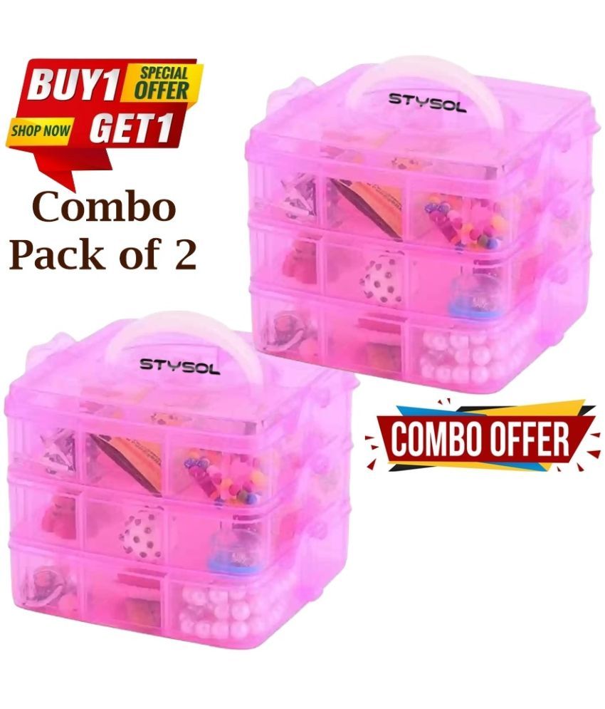     			Stysol (Pack Of 2) 18 Grids Clear Plastic Organizer Box Storage Container Jewelry Box with Adjustable Dividers for Beads Art DIY Crafts Jewelry Fishing Tackles