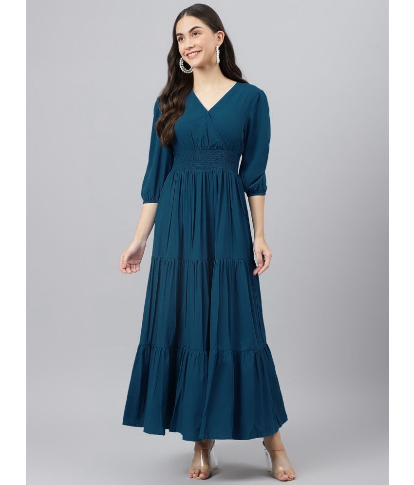     			Vaani Creation Rayon Solid Full Length Women's Fit & Flare Dress - Blue,Teal ( Pack of 1 )