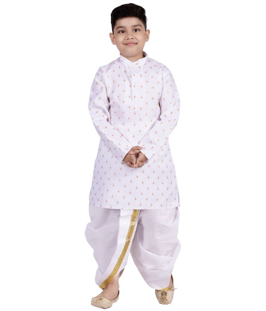     			s muktar garments Baby Boys Cotton Blend Ethnic - Pattern Dhoti Kurta Set ( White , Pack of 1 )