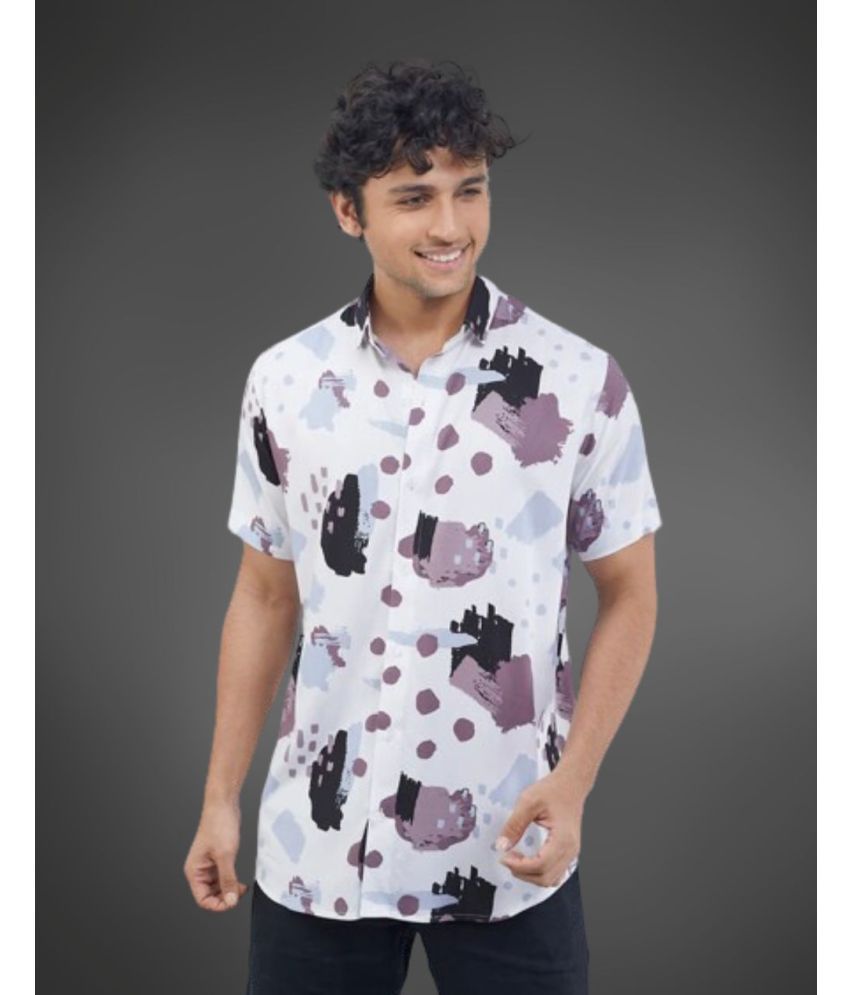     			BEAUE Poly Cotton Regular Fit Printed Half Sleeves Men's Casual Shirt - White ( Pack of 1 )