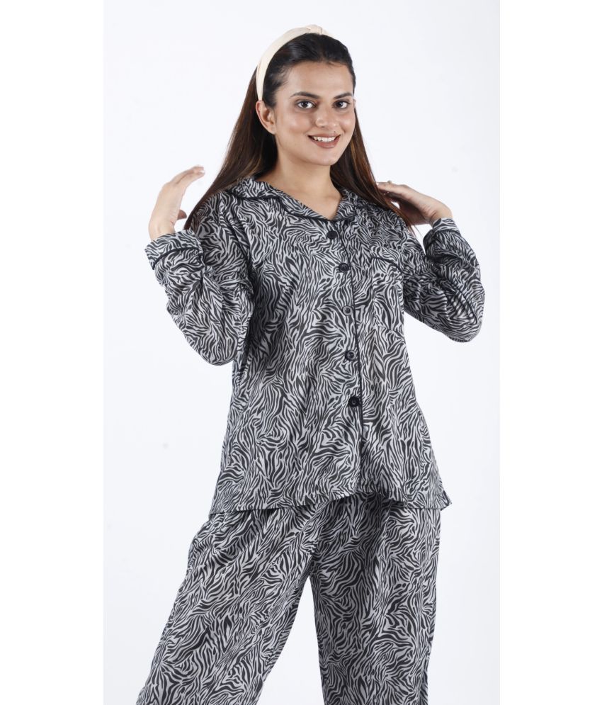     			BMAP Dark Grey Cotton Blend Women's Nightwear Nightsuit Sets ( Pack of 1 )