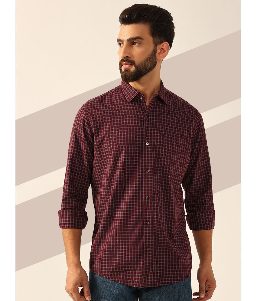     			ENSPYR 100% Cotton Regular Fit Checks Full Sleeves Men's Casual Shirt - Maroon ( Pack of 1 )