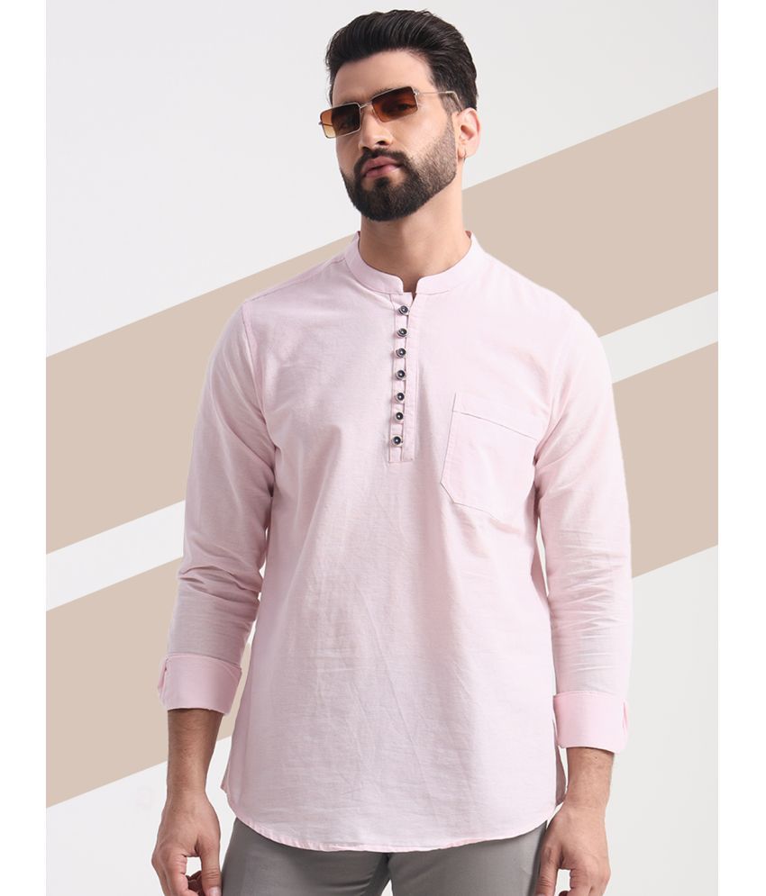     			ENSPYR Pink Cotton Men's Regular Kurta ( Pack of 1 )